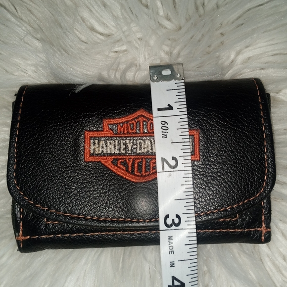 Harley-Davidson Black and Orange Leather Wallet Vintage - Picture 6 of 6